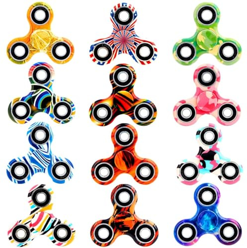 SCIONE 12 Pack Fidget Spinner Toy, Finger Spinner Fidget Pack-Anxiety Toys Stress Relief Reducer- Party Favors for Kids/Adults Birthday Party Favor Goodie Bag Stuffers Classroom Prizes