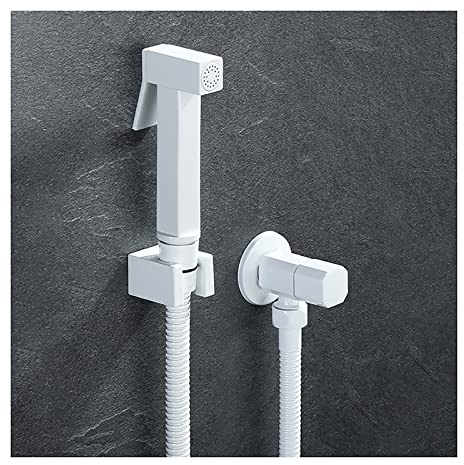 JMXD Blanche Pulvérisateur de Bidet à Main Eau Froide Toilette Bidet Spray Set Mural Laiton Douchette à Main Bidet Haute Pression Square Hygiène Intime Kit Douchette WC,A Type