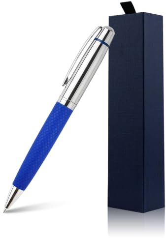 jolis Stylo à bille personnalisé en argent chromé - avec cuir PU, personnalisez votre message, nom sur le stylo. Coffret cadeau pour homme et femme, professionnel, bureau exécutif