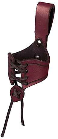 Harilla Horn Shape Cup Mug Holder Leather Ox Horn Cup Sleeve Beer Holster with Buckled Loop Medieval Acces Portable Tankard Hanger Horn Viking Shape Cup, Red