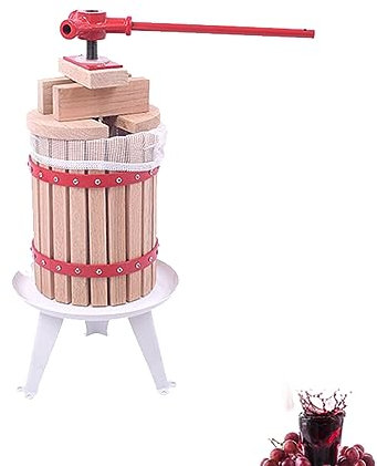 YZNAHRE 6L Obstpresse Apfelpresse Fruchtpresse manuell Weinpresse Holz inkl. Presstuch für Selbst Gemachten Natürlichen Saft, Traube, Beere, Apfel