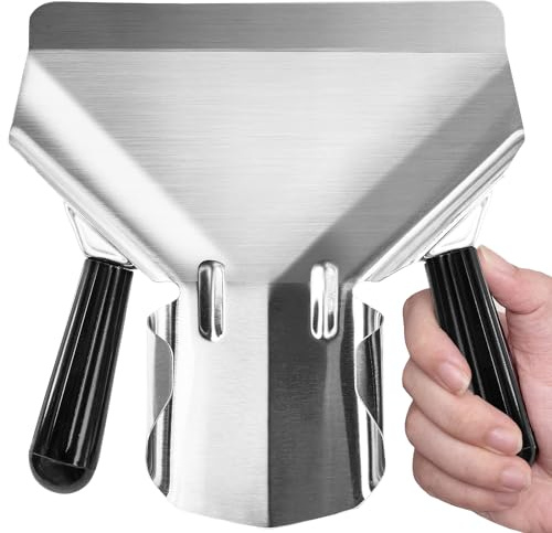 Bonsicoky Stainless Steel French Fry Popcorn Scoop, Quick Fill Tool for Food Bags & Boxes, Multipurpose Utility Scooper for Bagger French Fries, Snacks, Desserts, Ice, Dry Goods(Dual Handle)