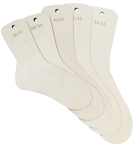 Faith 5 Pièces Planche à Chaussettes, Taille 36-45 Bloqueurs de Chaussette, Bois Règle à Chaussettes avec Informations Tailles, pour Amateurs Tricot et D'artisanat