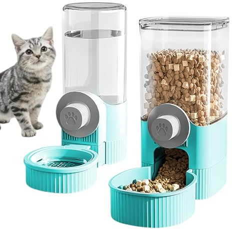 WIYETY Gabbia sospesa, dispenser di acqua per conigli, mangiatoia per porcellini d'India da appendere, per animali domestici, distributore automatico di cibo per gatti, conigli, cani, porcellini