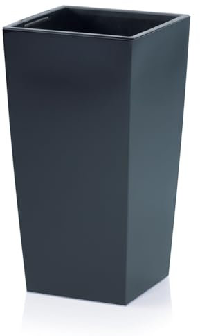 B2C Tall Planter Plant Pot Flower with Insert Indoor Outdoor Garden Patio Home Large Plastic With insert (Anthracite, H75cm W40cm)