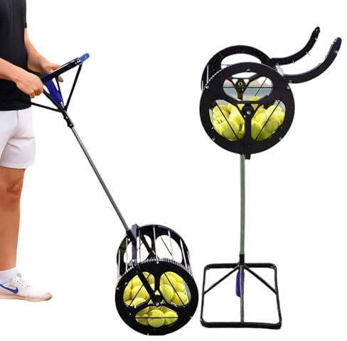 Lamiaraga Multi-Functional Tennis Ball Picker Peak Ball Retriever Tennis Ball Hopper Rolling Peak Ball Storage Basket Automatic Server Partner