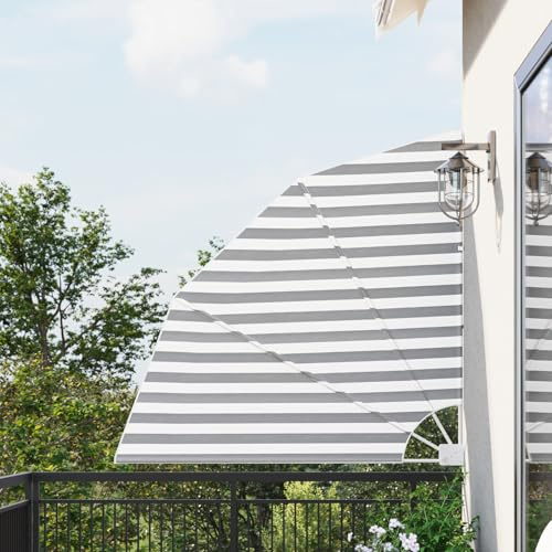 Gecheer Balkon Sichtschutz Anthrazit und Weiß 140 x 140 cm Stoff Balkonfächer klappbar Sichtschutz Windschutz für Balkon Terrasse Garten