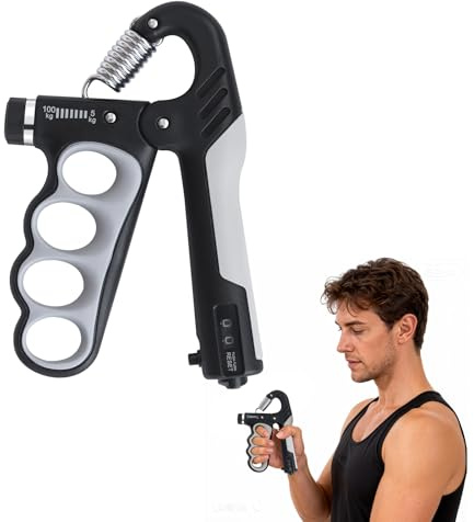 Prizmxed Entrenador de manos y antebrazos, con contador mecánico, con resistencia ajustable (5-100 kg) para entrenamiento muscular.