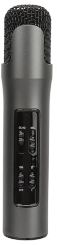 Akozon Micrófono de Mano para Cantar y Transmitir en Vivo: Mini Micrófono Portátil de 500 MAh con Reducción de Ruido, Elegante Diseño de Aleación de Aluminio y Reverberación Ajustable (Black)
