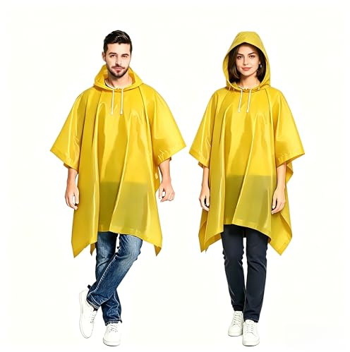 JXJIUA 2 Pack Rain Ponchos for Adults Men/Women Raincoats Reusable Lightweight Survival Emergency Heavy Duty Rain Coat with Drawstring Hood