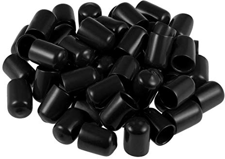 sourcing map 50 Stück Gummi Endkappen 12mm Innendurchm. Gummikappen Runde Schutzkappen Gummi Abdeckung Stopfen Möbelgleiter Bolzen Gewindeschutz für Schrauben Rohr Stuhlbeine, Schwarz