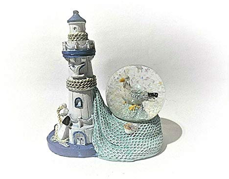 Euro Souvenirs Schneekugel Maritim Leuchtturm mit Möwe Schüttelkugel Glitzerkugel Glitterkugel (ES17689)
