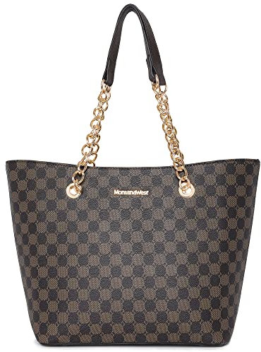 Montana West Handtaschen für Damen, Kette, Schultertasche, Tragegriff oben, Handtasche, A1-coffee, Large