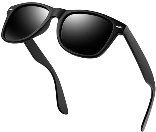 KANASTAL Lunettes de Soleil Polarisée Homme et Femme Rétro Classique Lunettes de Soleil Noire Carrées Mode Vintage UV400 pour la Pêche Conduite