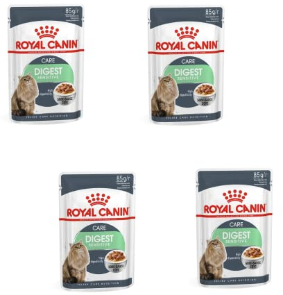 Royal Canin Digest Sensitive Nourriture Humide | Pack de 4 | 4 x 12 x 85g | Aliment Complet pour Chats Adultes | Peut Aider à réduire l'odeur des selles