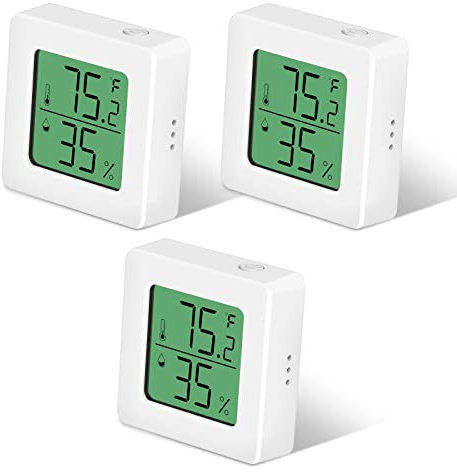 JOPHEK Thermometre Interieur Maison, 3 Pièces Mini LCD Thermomètre Intérieur - Petit Hygromètre Numérique D'intérieur - Moniteur de Température et Humidimètre - Thermomètre D'ambiance