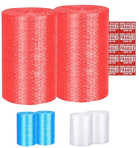 Yens Bubble Cushioning Rolls Packing Materials, 3/16 AIR Bubble,72 FT, 12 inch width Perforated every 12 (72 ft, Red)