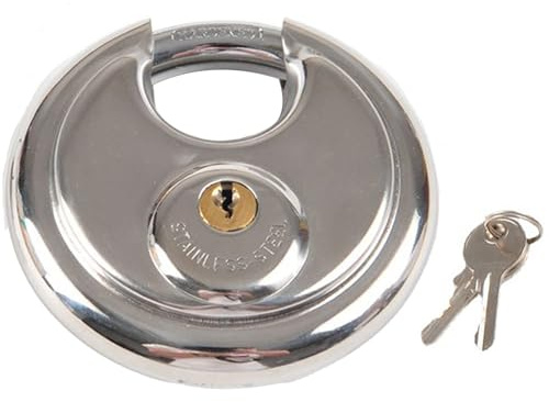 HISports Candado antirrobo para remolques y enganches de remolque, protección antirrobo, 70 mm, candado con llave, acero inoxidable, bloqueo de disco para remolques de automóviles