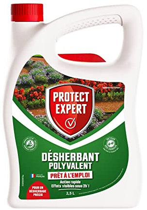 PROTECT EXPERT Désherbant Prêt À L'Emploi - Polyvalent - Effets Visibles Sous 2h - 2,5L - Jusqu’à 50m² Traités PROHERBIOPAL25N