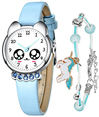 CIVO Barnklocka, flicka, pojke, barnarmbandsur analog kvartsur, inlärningsklocka, barnklocka, set, lärande armbandsur med titelövningar, barnklocka för flickor, lärande handledsklockor med