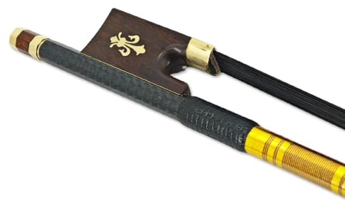 WUQIMUSC Arco de violín de tamaño completo 4/4, palo de fibra de carbono, palo de madera de serpiente, rana natural, bonito patrón de pelo