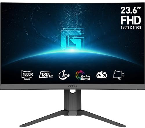 MSI G24C6P E2 Écran Gaming incurvé de 23,6 Pouces FHD - Dalle Rapid VA 1500R 1920 x 1080, 180Hz / 1ms, Adaptive Sync - DP 1.2a, HDMI 2.0b CEC