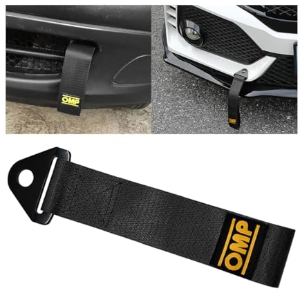 JNNJ 2 Pieces Towing Loop Universal, Tow Strap Tuning with Bolt + Nut + Cable Tie Tow Strap Tow Eye Tuning, Trailer Belt Personalised Decoration, High-Strength Towing Cable for Vehicle(Black)
