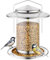 iBorn Vogelfutterspender,Metall Vogelfutterhaus zum Aufhängen,Futterstation für Kardinal mit Futterschale,6 Futterlöcher,18 cm großes Dach,Wetterfest Wildvögel Vogelhaus,Nickle
