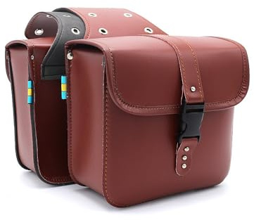 UNISTRENGH Bike Pannier Saddle Bags for Bicycles Rear Rack Waterproof Rear Bike Rack Storage Bag with Colorful Reflective Trim (Brown)