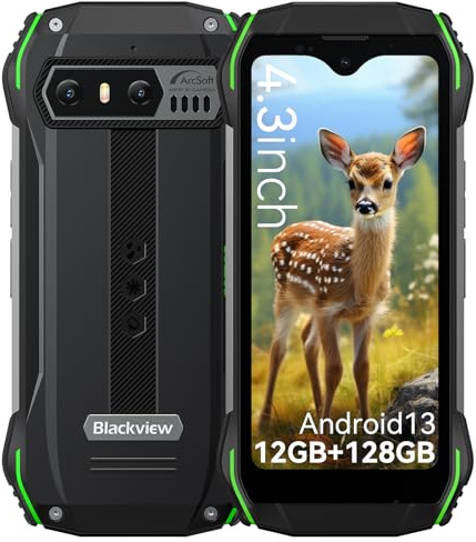 Blackview Rugged Smartphone N6000SE, 4.3'' QHD+, 12GB RAM+ 128GB ROM, Octa-Core, 13MP+8MP, 3700mAh, NFC/Fingerprint/Face ID/Google Lens/4G Dual SIM/Arcsoft 9.0/Corning Gorilla Glass 5/208g