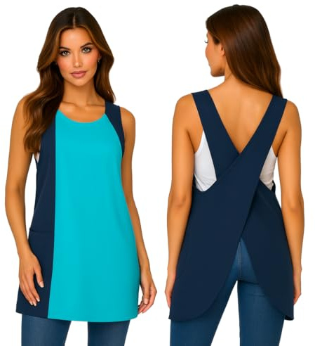 Didart Handmade Delantal Cocina Mujer, Bata Trabajo Mujer, Babi Escolar Infantil, Resistente al agua y manchas.Cruzado, Delantales Originales con 2 Bolsillos, Bata Maestra, Babis Maestra, Bicolor.