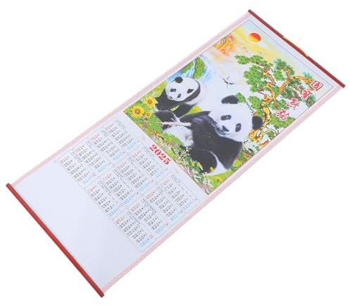 Lurrose 2025 Calendriers Chinois Année Du Serpent Calendriers Muraux Lunaires Panda Chinois Suspendu 2025 Annuel À Défilement En Rotin Imitation