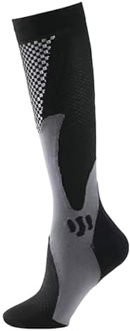 Calcetines Medias de Compresión Mujer y Hombre. Medias Altas para Running o Ciclismo con Tecnología Compresiva Graduada. Largos de Deporte. (Número 34-39, Negro)