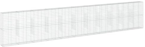 vidaXL Gabionkorg med skydd 1100x50x200 cm galvaniserat järn, gabionkorg, stenmur, gabionmur, gabionkorgar, stenmurar, gabinmurar, gabionvägg