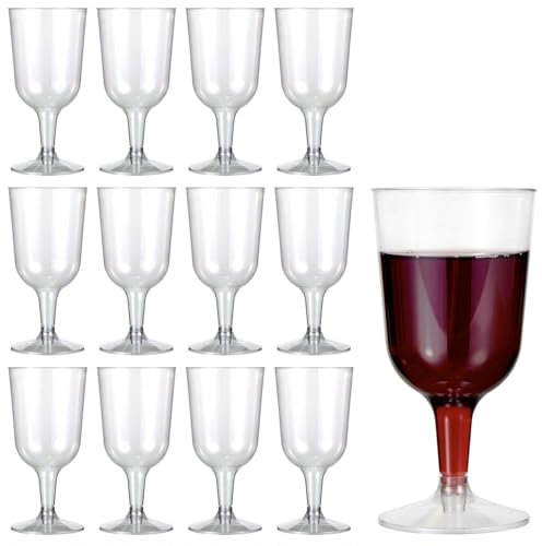 MATANA 12 Premium Plastic Wine Glasses (180ml) - Hard Plastic Wine Glass for Cocktails, Dessert, Wine Tasting - Reusable Wine Cups for Parties, Birthdays, Weddings, Christmas, BBQ
