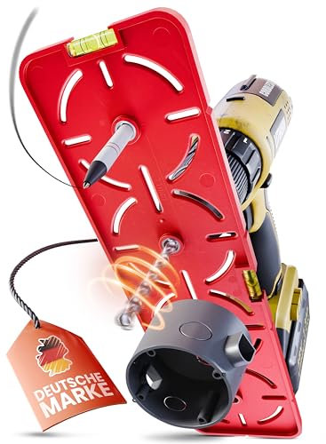 LAINFELD Bohrschablone für Steckdosen | Inkl. Wasserwaage | Elektriker Wasserwaage für Steckdose Unterputzdose Hohlwanddose Rohbau Schablone