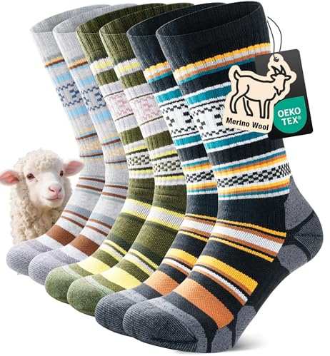 TANSTC Calcetines Deporte Hombre 47-50 Calcetines Mujer Lana Merino, Calcetines Termicos Invierno, Clásicos, Traspirables, Trekking, Esquiar, Trabajo, Senderismo, Color Masculino 3 Pares