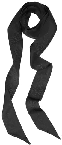 PATIKIL Stylish Ribbon Scarf, Solid Color Skinny Scarf Pure Long Neckerchief Silk Necktie Belts Sash Hair Scarves Headband Ribbon Tie for Women, Black
