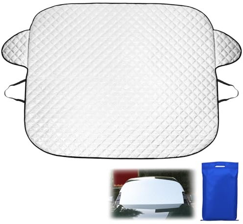 QWORK® Auto Frontscheibenabdeckung Ganzjahres 145 x 118 cm - Windschutzscheibenabdeckung für Autos und SUVs, Schützt vor Sonne, Frost, Schnee, EIS und Staub