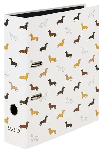 Falken Motiv-Ordner Dachshund, Made in Germany, 8 cm breit DIN A4 schwarzer Innenspiegel, glanzkaschierter Außenbezug Social Media 1 Stück