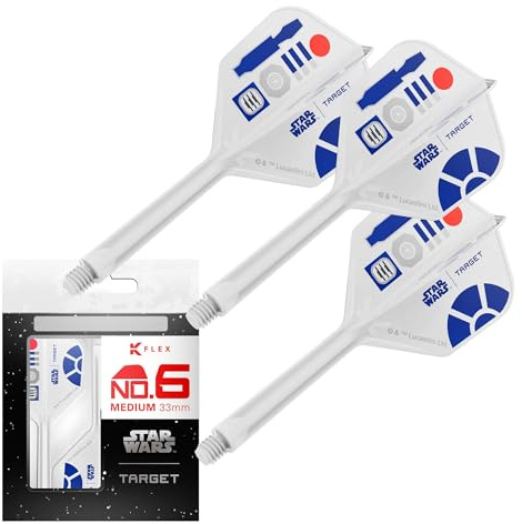 Target Darts Star Wars R2-D2 K Flex Integrated Dart Flights & Shafts | R2-D2 Pack of 3 K-Flex, No.6 | Disney K-Flex Accessories, Medium (33mm)