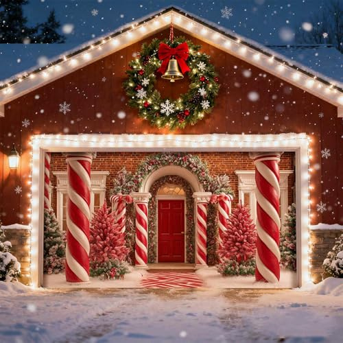 Corlidea Banner di Natale per Porta del Garage, Striscione di Natale Decorazione di Tela di Sfondo della Porta del Garage di Natale Decorazioni da Parete di Natale per Feste di Natale in Interni ed