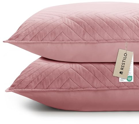 RESTILO Juego de 2 fundas de cojín de 45 x 45 cm, color rosa viejo, cojín decorativo para sofá, cojín decorativo, acolchado ultrasónico, suave, ideal para salón, dormitorio, sofá