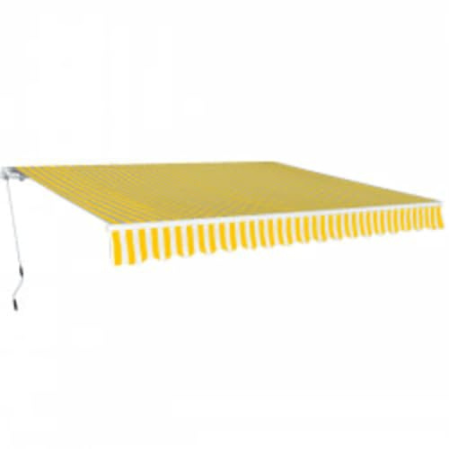Tenda da sole, tenda da sole, tenda da sole laterale, braccio articolato, 600 cm, giallo/bianco, per ristorante in giardino, caffetteria, esterno, facile da montare