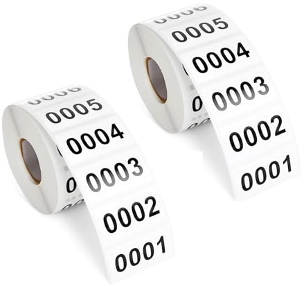 JUFYVO 2000 Pcs Consecutive Number Label Inventory Number Sticker 1-1000 Waterproof Labels Self Adhesive for Classification Storage Management,4.1 * 2cm Each Sticker