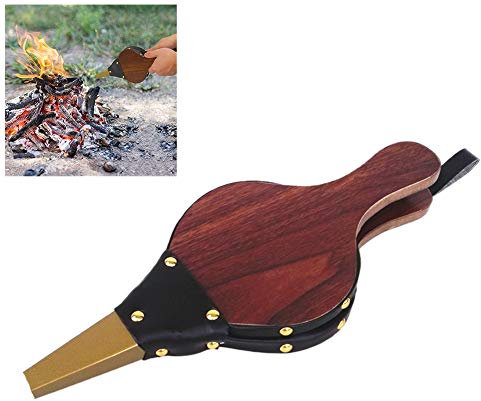 Hihey Blasebalg für Kamin und Grill,Grillgebläse Premium natürliches Holz für Grill,Feuer-Balg,Kochen im Freien, Picknick,Camping,Handkurbel-Gerät