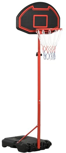 HOMCOM Basketball Hoop Outdoor, Portable Basketball Hoop and Stand with Weighted Base, Portable on Wheels, 1.55-2.1m, for Teens, Juniors, Adults, Black