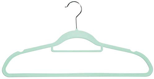 Kesper 6er Pack Kunststoff Kleiderbügel Antirutsch-beschichtet mit Krawattenbügel & Hosensteg, 45,5 cm, mint, für Kleiderschrank, Garderobe & Umkleide