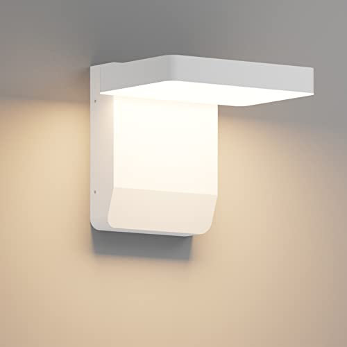 K-Bright Applique LED 20W, 3000K Bianco Caldo, 1540 Lumen, Lampade da Esterno Applique per Terrazza Corridoio Giardini, Antipioggia IP65 Bianco (Rettangolo)
