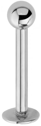 Jewel Barrel Labret Stud - 16G (1.2mm) Surgical Steel Flat Back Lip & Monroe Piercing Bar - 6mm 8mm 10mm 12mm Length with 3mm Ball End – Hypoallergenic (Silver, 6mm)